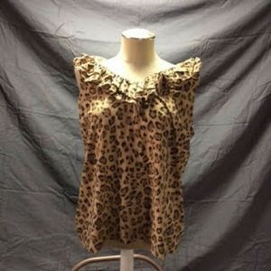 Ralph Lauren 2X leopard print ruffled tank